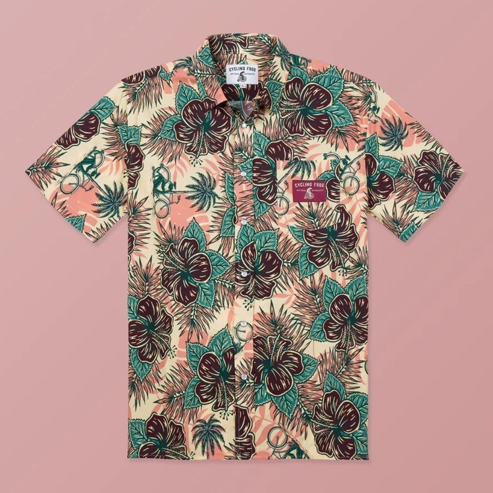 Cycling Frog Brewery Campfire Haze Shirt Floral Tropical Lightweight Size XXL